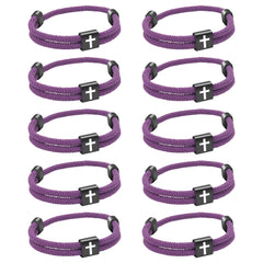 Faith Cross Braided Bracelet Set – 10 Piece