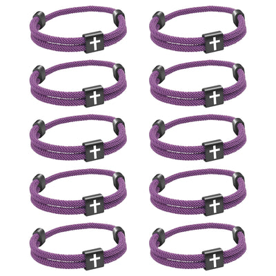 Faith Cross Braided Bracelet Set – 10 Piece